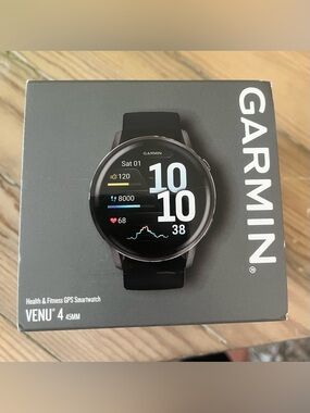 Brand New! Garmin Venu 4 Smartwatch – Black Silicone Band